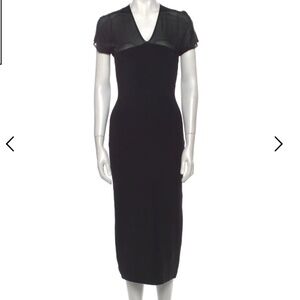 Theory knit black midi dress with mesh top